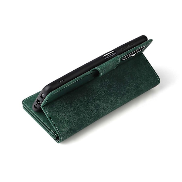 Samsung Galaxy A36 5G Kotelo Vetoketjullinen Lompakko Nahkainen Jalusta Puhelinkotelo Niitti Koriste -[D] Multicolor Green