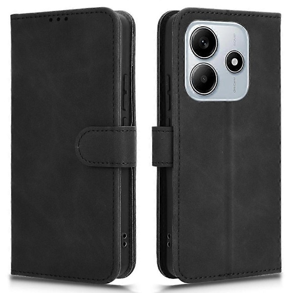 Til Xiaomi Redmi Note 14 5G Læder Etui Hud-Følelse Anti-Drop Wallet Flip Telefon Cover - Grøn[D] Multicolor Black