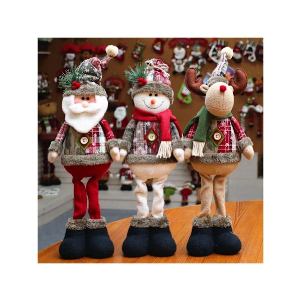 2025 Noel Juledukke Julepynt til Hjemmet Julegave Snemand Julemand Stående Dukke Plyslegetøj Nytårsdekoration (Sno[YJD] Snowman