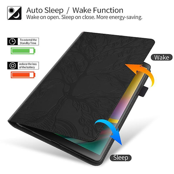 10,2 tums iPad-fodral 9/8/7:e generation - Premium läderfodral med automatisk sömn/vakna-funktion för iPad Air Black