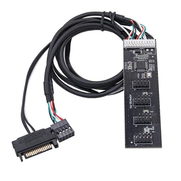 USB2.0 Header Splitter 9 Pin 1 - 4 -jatkohubi Splitter SATA-liitäntäkaapelilla PC-emolevyn sovittimelle[D] Black