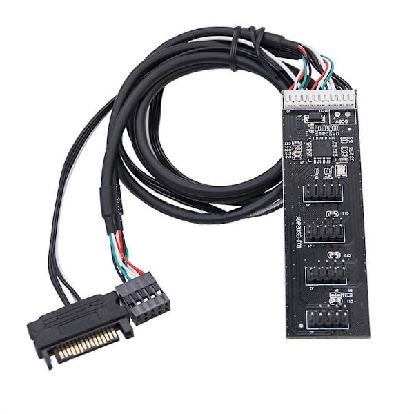 USB2.0 Header Splitter 9 Pin 1 til 4 Udvidelseshub Splitter med SATA Interface Kabel til PC Mainboard Adapter[D] Black