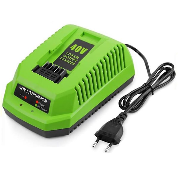 40V Litiumbatteriladdare för GreenWorks 29482 G-MAX 40V Li-Ion Batteri 29472 29482 29652 G40825 EU-kontakt