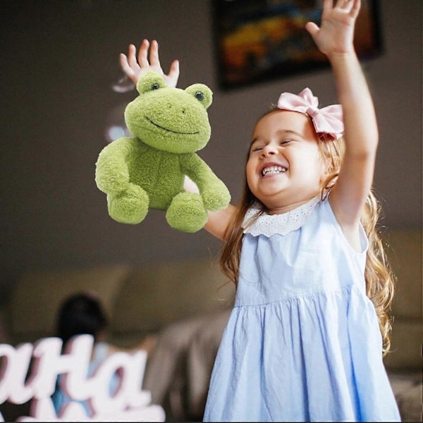 Grön Groda Plyschdjur, Söt Groda Plushie Docka, Födelsedag Jul Mjuk Leksak Present till Barn Flickor Pojkar, 10\"