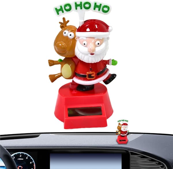 Soldrivna instrumentbrädeprydnader, ren och jultomte – Biltillbehör (D)