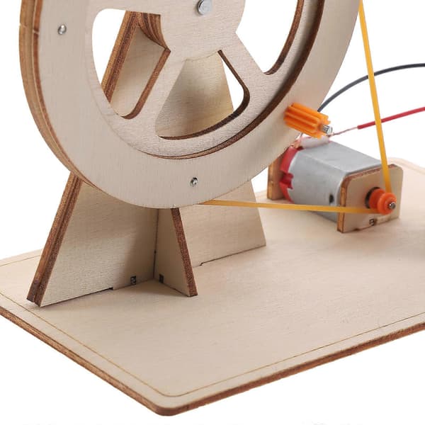 Træ Håndsving Generator DIY Samling Håndgenerator Børn Videnskab Eksperiment Legetøj[D] 15X12X8.5CM