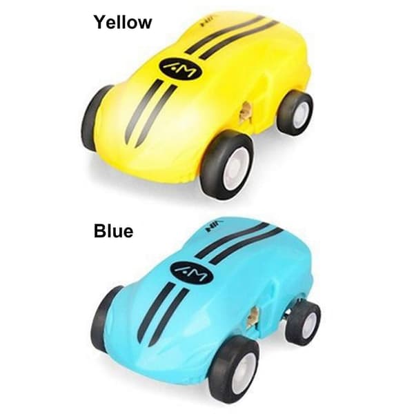 360 Mini Höghastighetsbil, Mini Leksaksbil, Transparent Lysande Leksaksbil för Barn [D] Blue