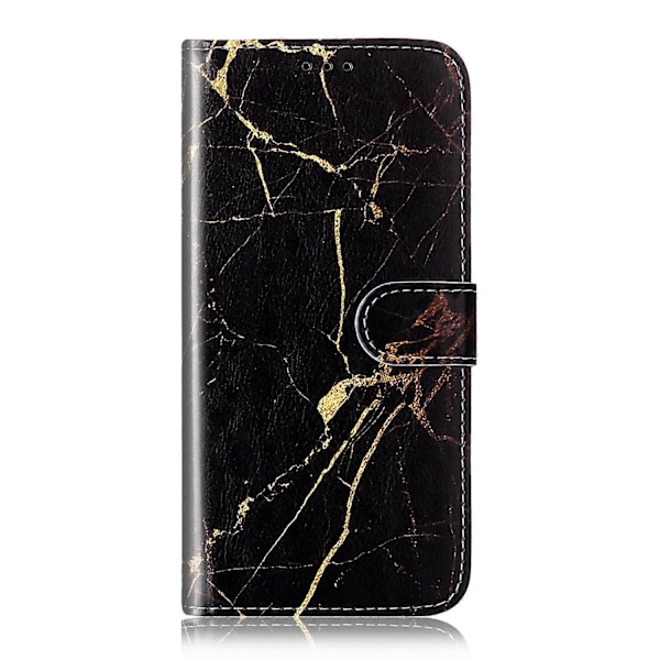 Marmorläder Telefonfodral För OnePlus 13 Black Gold Marble