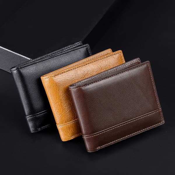Læderpung med kortplads, sort, 11x1,5x8 cm, bifold design