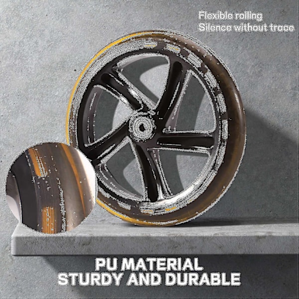 2 Stk. Løbehjulshjul 200 mm PU Materiale Hjul Tykkelse 30 mm Abec-7 Leje Løbehjulstilbehør, transparent Sort[D]