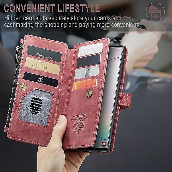 For Caseme Samsung Note10 Plus 4G/5G C30-serien Nytt blixtlåsfodral i läder