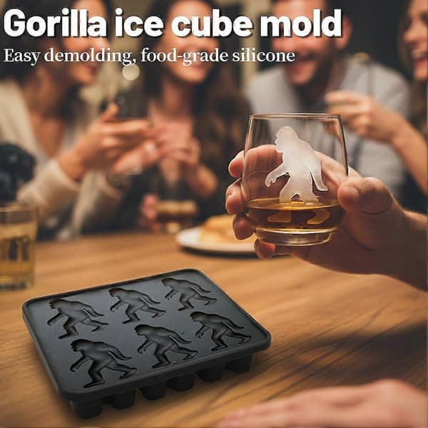 Gorilla Ice Mold Gorilla Ice Cube Tray Silikone Sjove Former Gorilla til Festdrikke (D) White