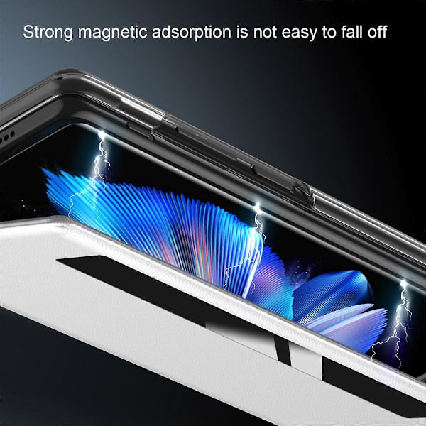 Magnetiskt mobilskal med fönster för vivo X Fold3, PU-läder + PC-skal med dold kickstand White