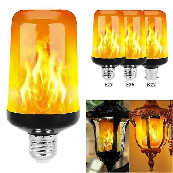 B22/E12/E14/E27 LED Flammelampe med flimrende flammeeffekt, natlampe [D] e26 Yellow light