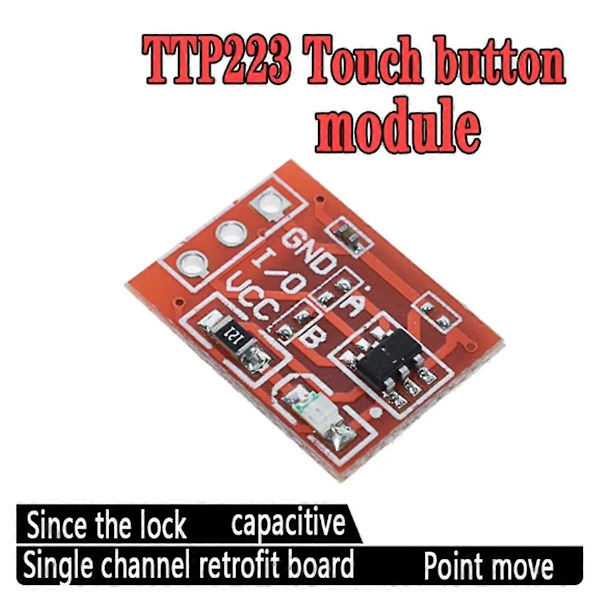 60 stk. TTP223 Touch Sensor Touch Button Modul Selv-Lås-til-Punkt Kapacitans Switch Unilateral Transformation[D] Red