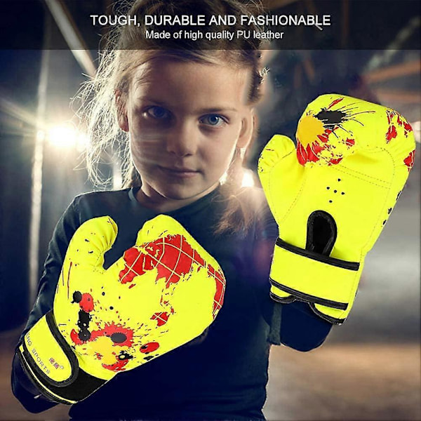 Barnboxhandskar, Punchinghandskar för barn, Mini Boxhandskar Junior för pojkar flickor, Träningshandskar för boxning[D] Yellow