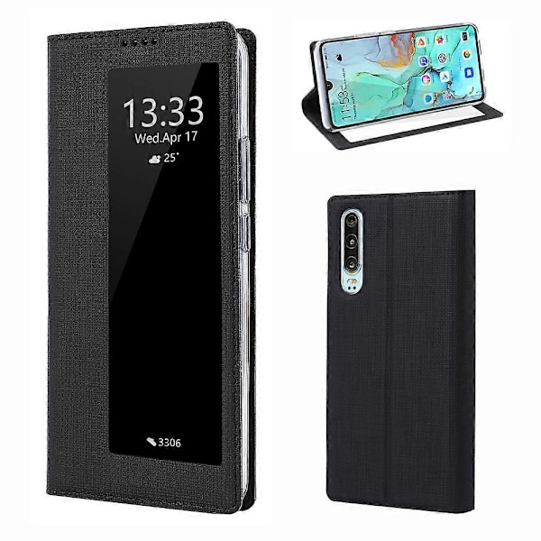VILI DMX Foldbar Stativ Visningsvindu Lærtelefondeksel for Huawei P30