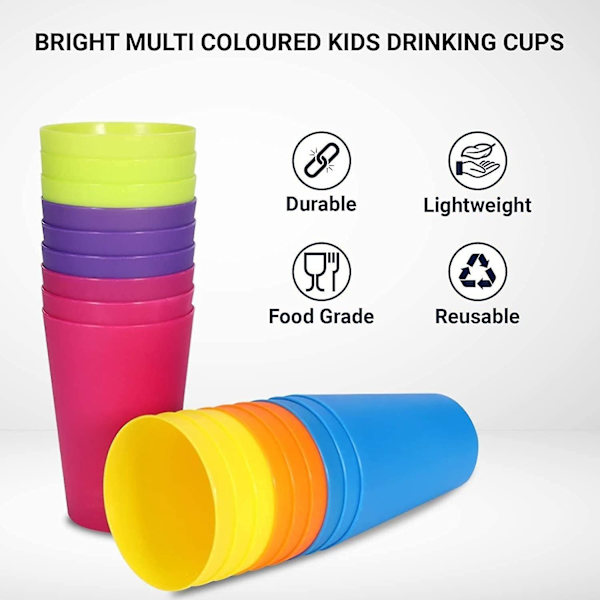 24 stk Gjenbrukbare Plastkopper, 250ml Barnevennlige Holdbare Plastdrikkokopper  [kk]