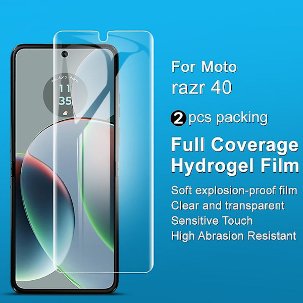 2-pack Hydrogel Film III för Motorola Razr 40 5G Skärmskydd HD Transparent Skärmskydd