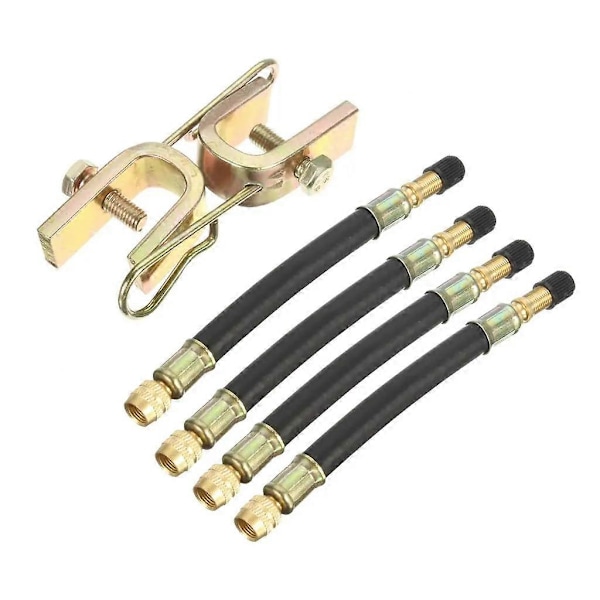 4 stk DEKKVENTILFORLENGELSE DOBBELTHJUL LASTBIL TRANSIT VAN LASSBIL ADAPTER 140mm + 2 stk KLAMMER SYKKEL