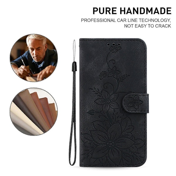 Til Xiaomi Poco F7 Pro 5G F7 Ultra 5G Redmi K80 Pro 5G K80 5G Etui Lily Blomst Præget Læder Telefon[D] Multicolor Black