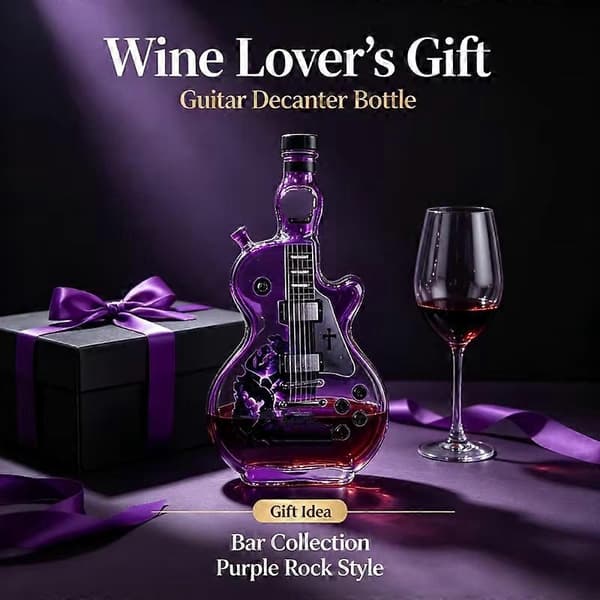 Gitarformet glass whiskeykaraffel, gave til rockemusikkelskere (D) A
