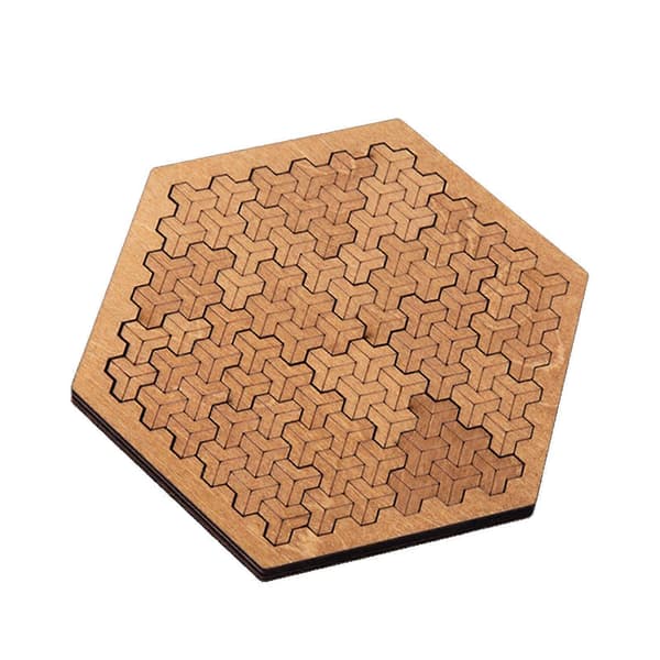 Hexagonala Träpussel för Barn Utmanande Pussel Trä Brain Teasers Barnpussel[D]