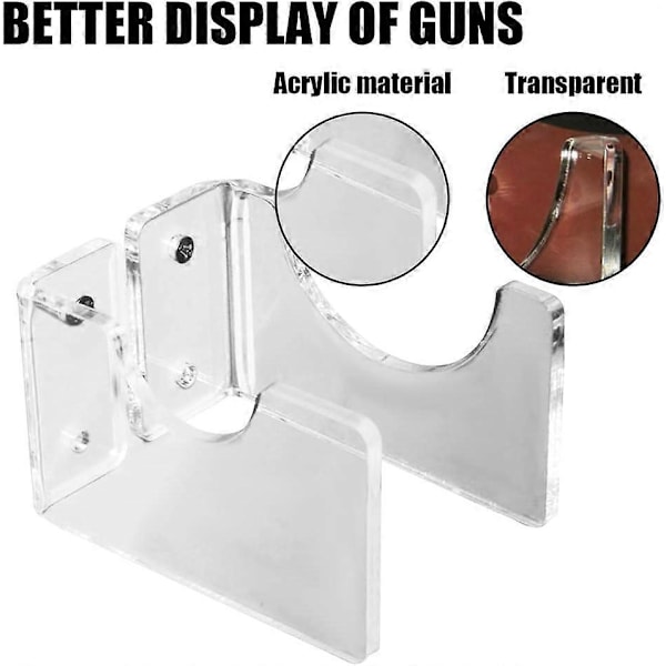 Akryl Pistolstativ, Transparent Våpenholder for Revolvere Pistoler Håndvåpen