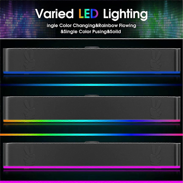USB Datamaskinhøyttaler, Kablet USB Bluetooth Datamaskinlydplanke med RGB-lys for PC Bærbar Datamaskin G[D]