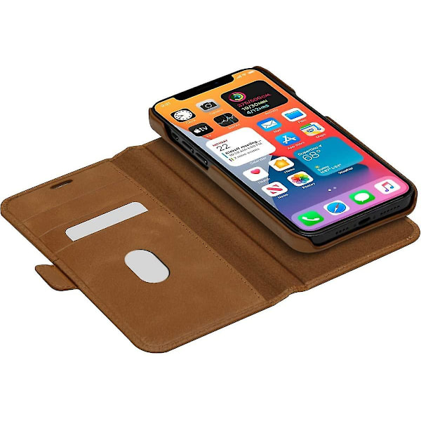Plånboksfodral i äkta läder för iPhone X/Xs/Xs Max/XR/11/11 Pro brun/svart