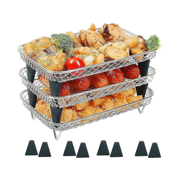 Ilmakypsenninhylly Ninja Dual Basket -ilmakypsentimelle, 3 tasoa, pinottavat pekonitelineet, ilmakypsenninvarusteet Ninjalle