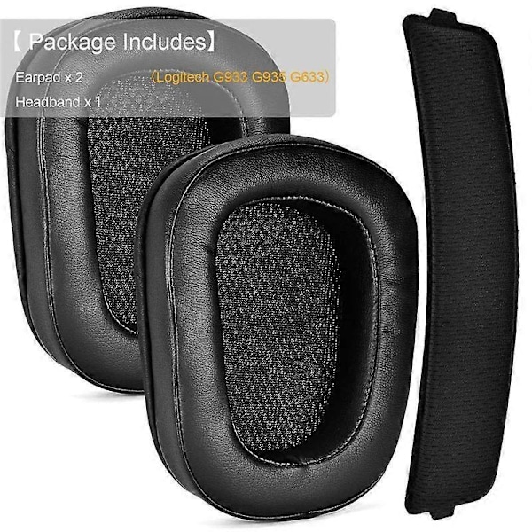 1 par skumöronskydd i läder för Logitech G933 G935 G633 / g 933 g 935 g 633 Artemis hörlurar