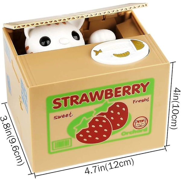 Spargris, Spisgris för Barn/Vuxna, Automatisk Stjälande Myntspargris med Uppgraderad Klar Engelsk Röst (Panda) Present till Barn Strawberry Money Box -