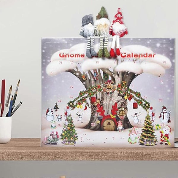 Julegnom Adventskalender, 24 Dages Juleadventskalender Gnom Plyslegetøj, 100% Ny