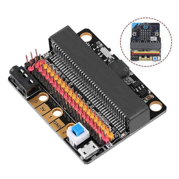 3X -Bit Udvidelseskort IOBIT V2.0 Breakout Adapter Shield med Buzzer til BBC -Bit Børns Python P[D] black