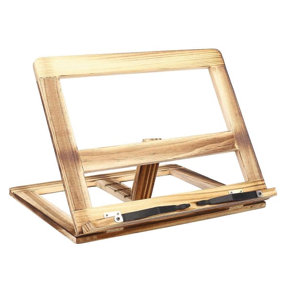 Foldbart kogebogsstativ, træramme læsebogreol, tablet PC-støttestativ[D] Charcoal color