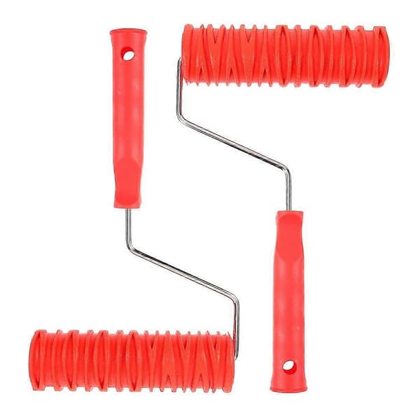 2 st Texturerad Gummi Roller Gips Textur Roller Mönstrad Målarroller Målarroller Väggdekor[D] Red 13.00X13.00X4.00CM
