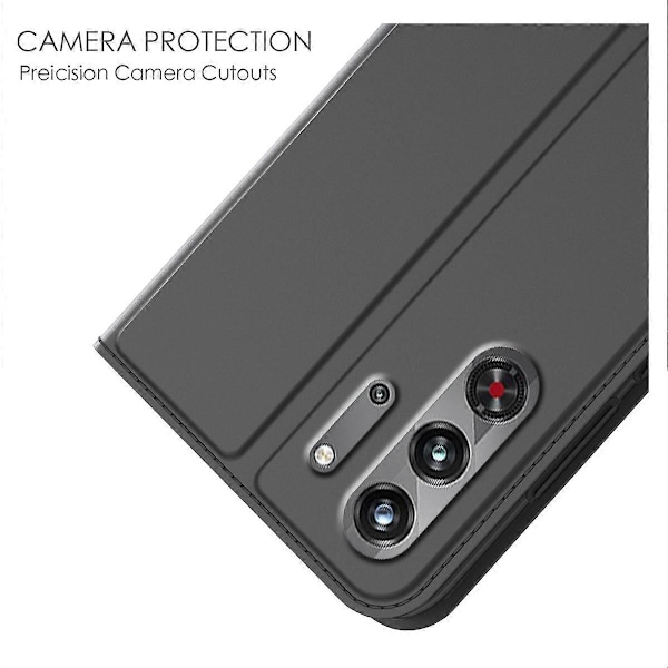 Til ZTE nubia Red Magic 10 Pro 5G Etui PU Læder Telefon Cover med Kortholder Stand Magnetisk Lukning[D] Multicolor Black