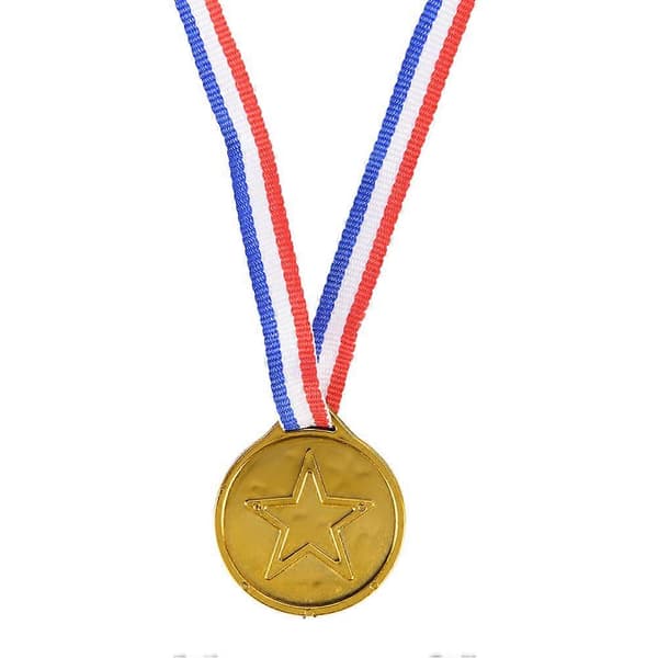 Barn Guld Plast Vinnarmedaljer Idrottsdag Kalaspåse Pris Utmärkelser 12st[D]