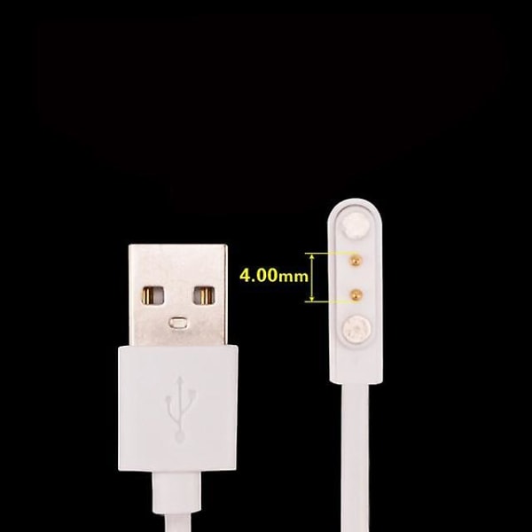 1 stk Universal Smartklokke Laderkabel, Magnetisk Laderkabel 2 Pins 4 Pins USB Lader for Smartklokke 7.62mm 2.84mm 4mm [kk] 4.0mm size 2pin