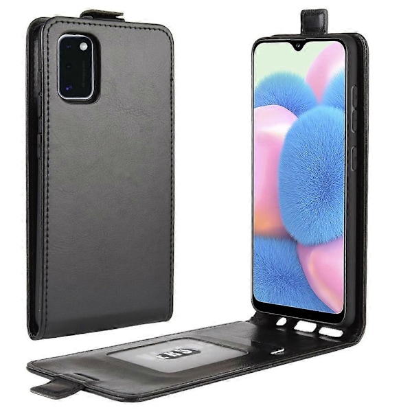 Vertikal Flip Crazy Horse Lærveske med Kortspor for Samsung Galaxy A41[D]