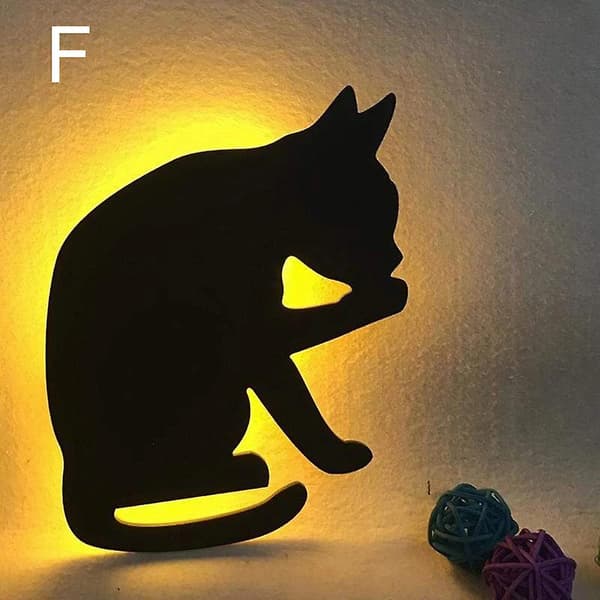 Stemme Lyssensor Bryter Katte Nattlys LED Projeksjonslys Vegglampe Silhuettlys Dyr Lys Soverom[D] H