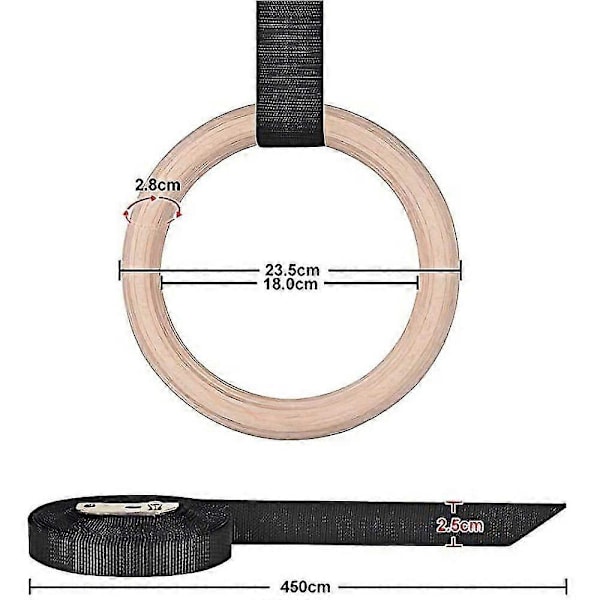 2X Gymnastikkringer Tre Turnringer Gym Ringer med Justerbare Nylonbånd 3cm[D]