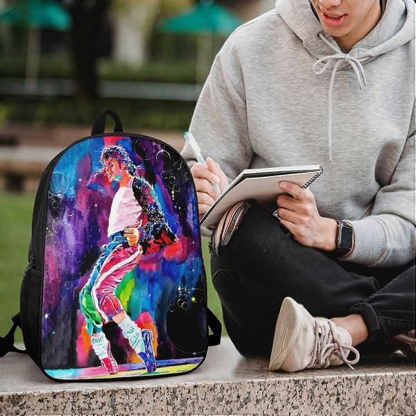 Farveprint Laptop Rygsæk til Kvinder Mænd, Daypack til Rejser og Afslappet Daglig Brug (D) Blue