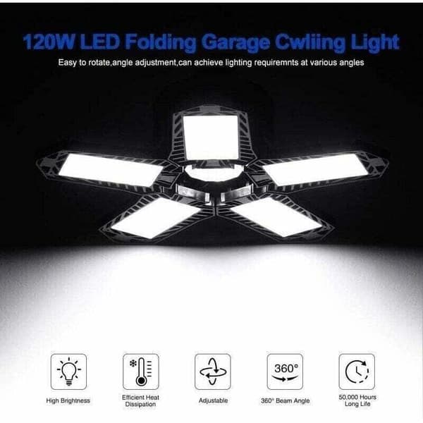 Udsalg: garage LED lyssæt - 120W - 12000lm - værkstedslampe, E26/E27, TRIMEC 0.419 kg