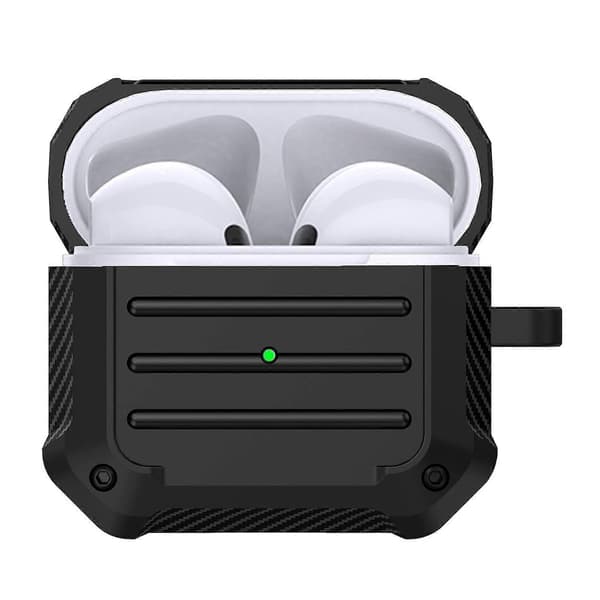 PC+Silikon Bluetooth-kompatibel Hörlursladdningsbox Skyddsfodral med Karbinhake för Appl[D]
