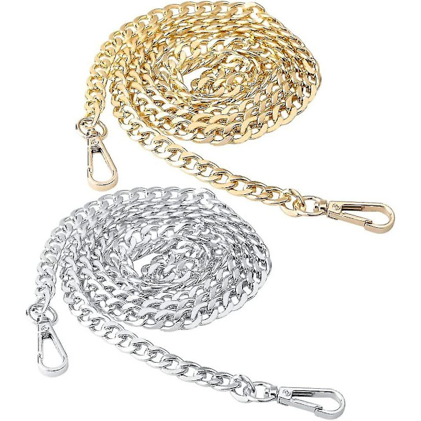 Kedjekedja i metall, axelrem i metall, kedjekedja för väska, handväska, damhandväska (guld, silver)