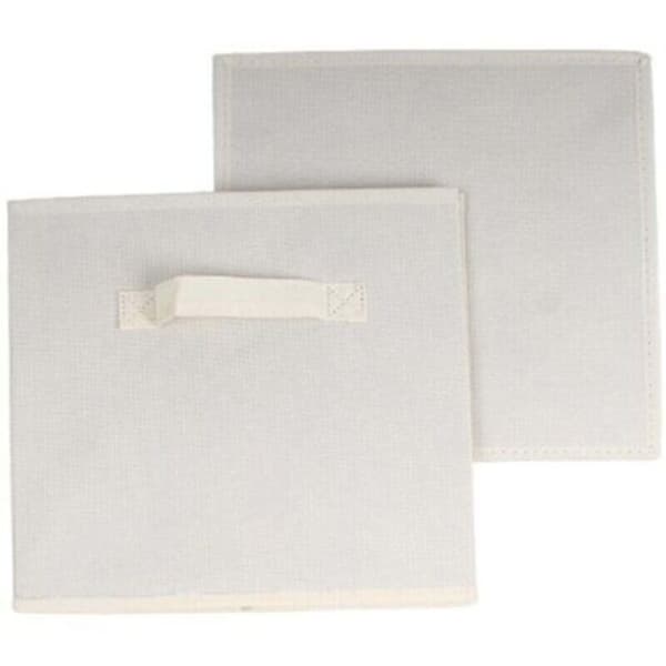 Vit non-woven förvaringslåda 27 x 27 x 28 cm - Set om 2（D）