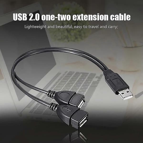 Y-kabel Dobbel USB-port Utvider Hub Data Lader Strømdeleradapter [D]