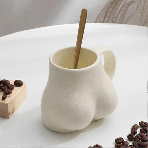 Sjov Numse Kaffekrus, 3D Numse Keramiske Kaffekrus[D] Beige